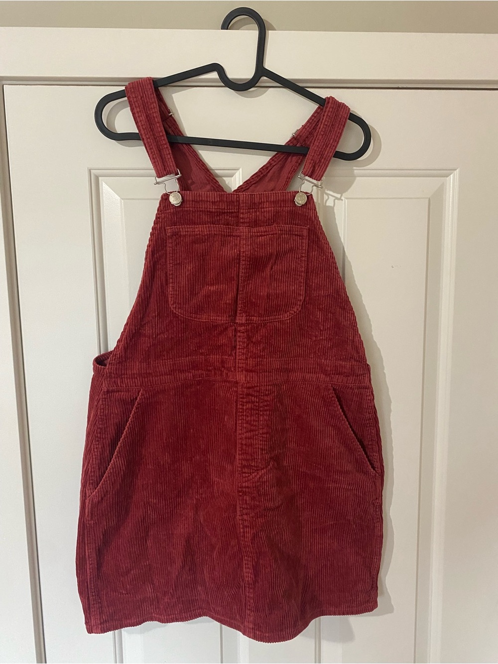 Twik  Red Corduroy Overalls Dress